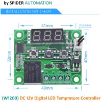 SPIDER Automation (W1209 Temperature Controller Module) DC 12V Digital LED Controller with Waterproof NTC Sensor