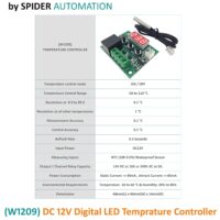 SPIDER Automation (W1209 Temperature Controller Module) DC 12V Digital LED Controller with Waterproof NTC Sensor