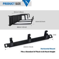 DeskPi 10inch Server Rack 0.5U Rack Cable Management Panel-with 3 D- Rings