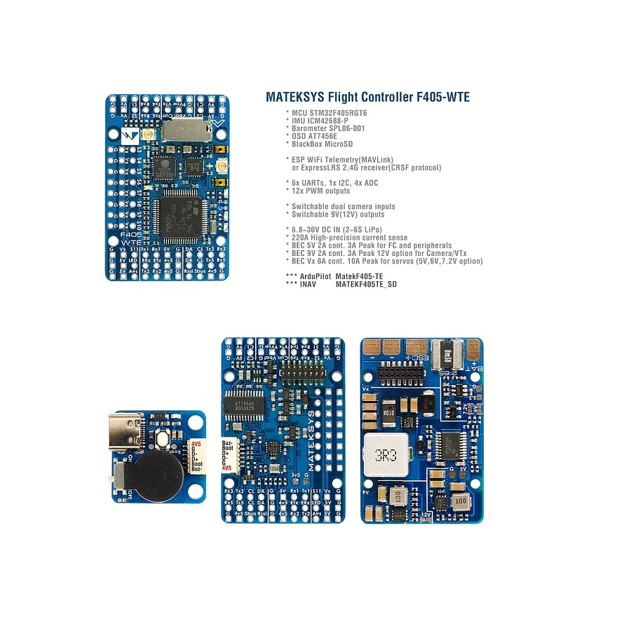(SPIDER Automation) Matek Systems F405-WTE Upgraded Fixed-Wing Flight Controller | STM32F405, ICM42688-P, ELRS & ESP Wi-Fi - Image 3
