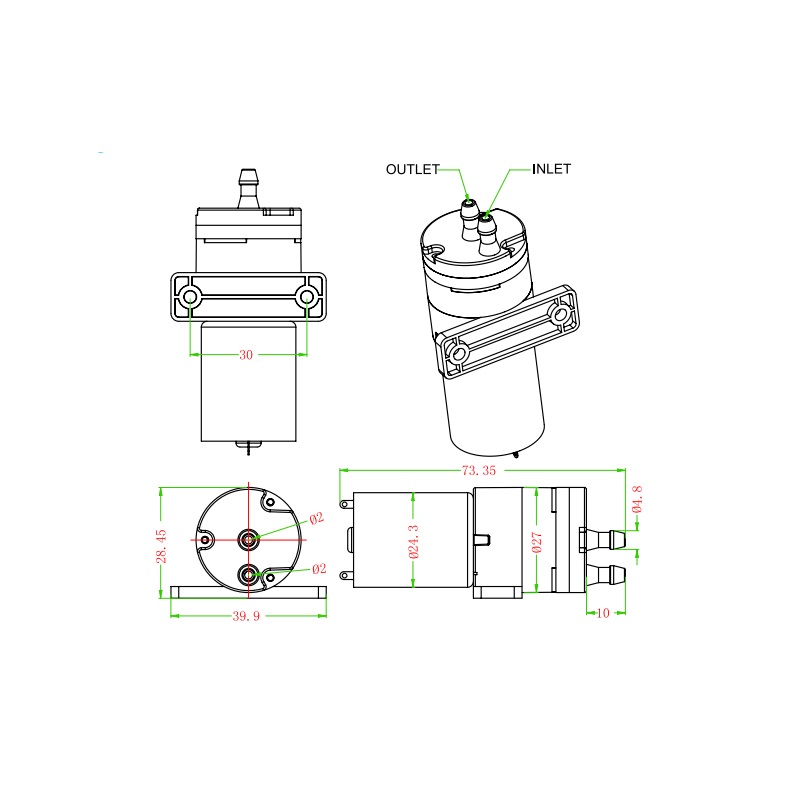 WPS27B-12V DC 0.6L/min Mini Water Pump - Image 2