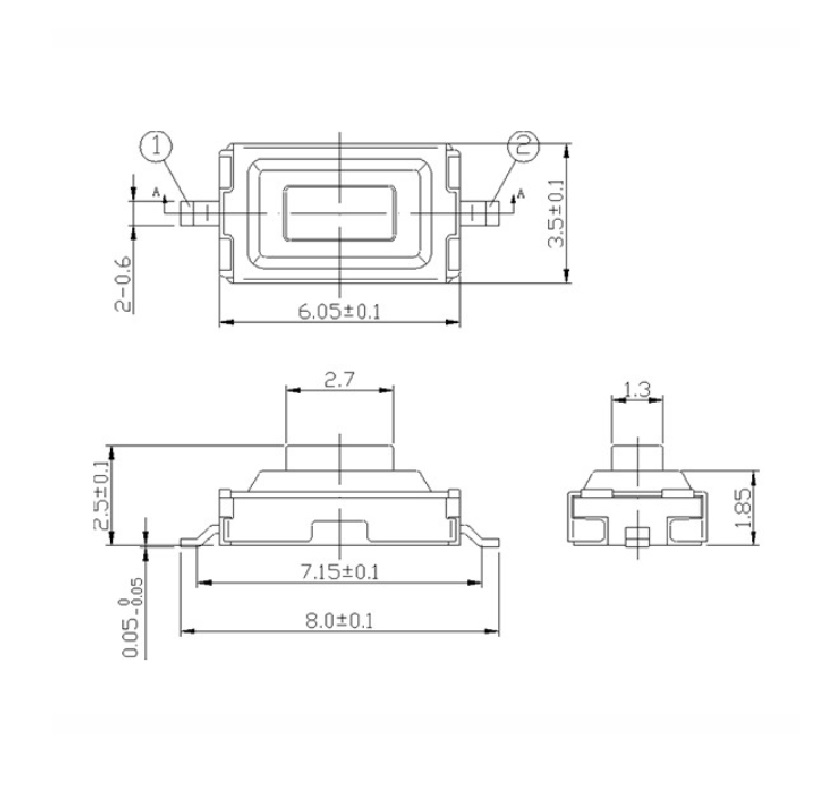TVBM17 Tact Switch | 6.1×3.7mm Vertical Push | Dust-Proof Sealed SMD - Image 2