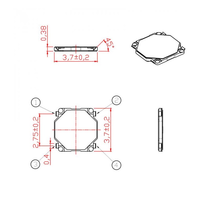 TK-037 Film Tactile Switch | 3.7x3.7mm | Low Profile | Reliable Dome Tech - Image 3
