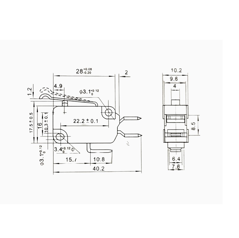 KV-19 Limit Switch | 250VAC 0.5A | 1 Million Cycle Durability - Image 2