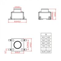Tact Switch-TK-066-4 Pins 6?6 SMD