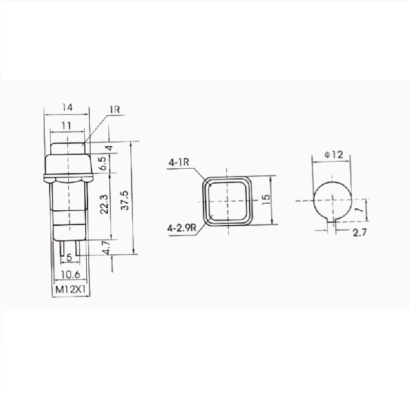 PS-14 Push Button Switch | 1A 250V AC | High-Performance Panel Switch - Image 2