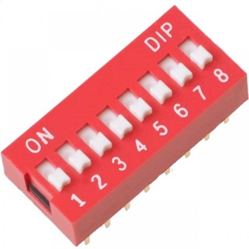 8-Way DIP Slide Switch | 2.54mm Pitch | Through-Hole | Pack of 3