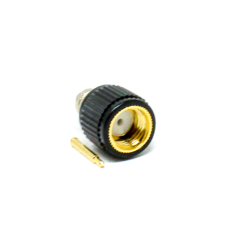 SMA Male Straight Connector | 50Ω | Cable Mount | Black Plastic Housing | Solder Type for RF Assemblies