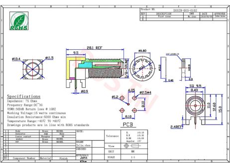 90° F-Type Female Bulkhead RF Connector | PCB & Panel Mount | 75Ω Right Angle - Image 7