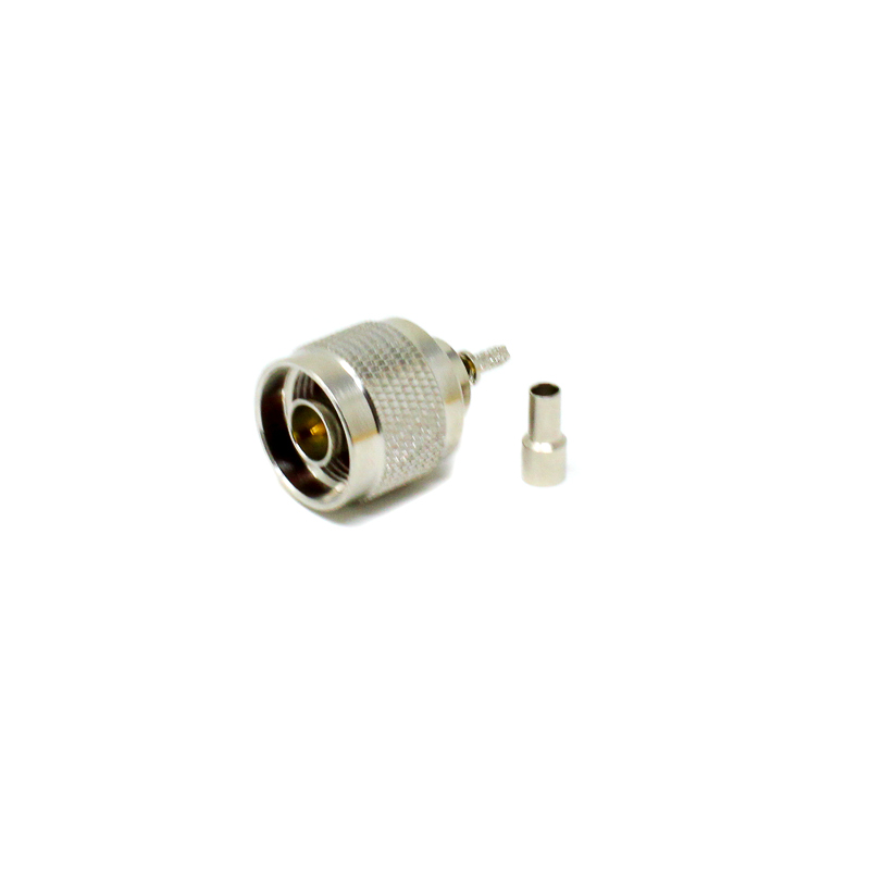 N-Type Male RF Coaxial Connector | Straight 180° Crimp Type | 50Ω Cable Mount