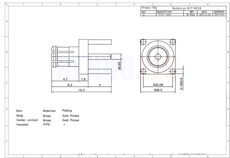 MCX Male Connector | Straight | Through-Hole PCB Mount | Gold-Plated | 50Ω - Image 3