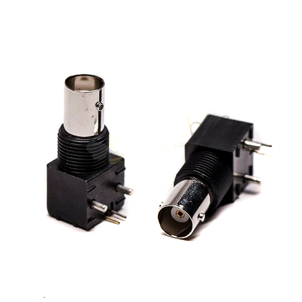 BNC Female Right-Angle (90°) Jack | Black Plastic Housing | PCB Mount | 50Ω - Image 2