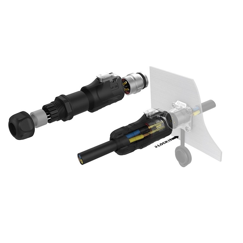 LP-20 Male 4 Pin IP67 Waterproof Power Connector | 500V 20A | Solder Type - Image 2