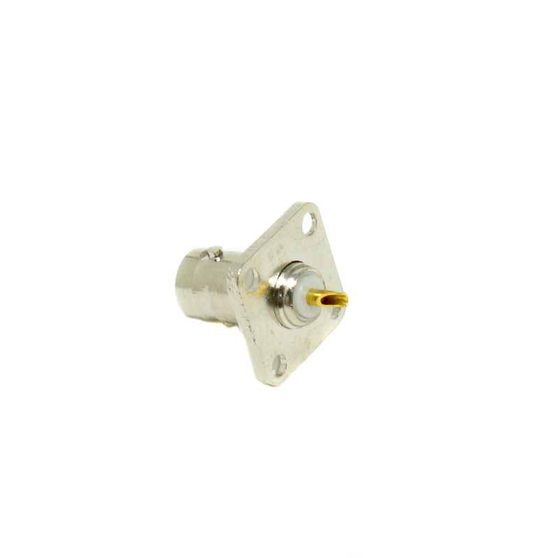 BNC Female Straight Connector | 4-Hole Flange | Panel Mount | Solder Cup - Image 3
