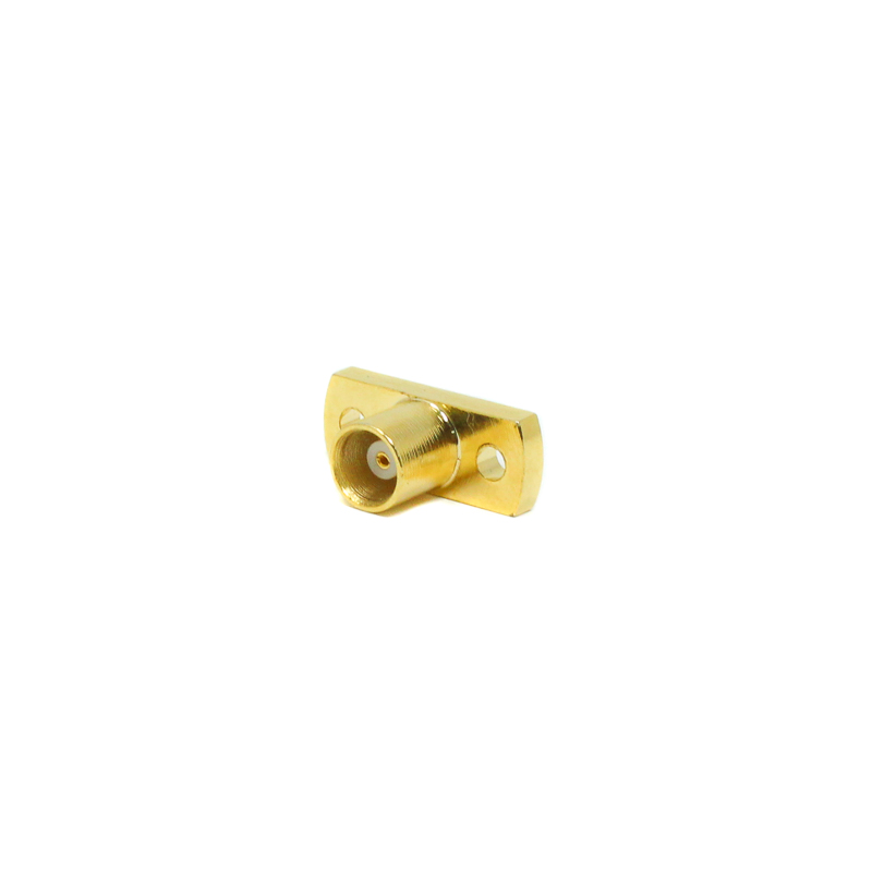 MCX Female Connector | 2-Hole Flange | Straight Panel Mount | Gold-Plated | 50Ω