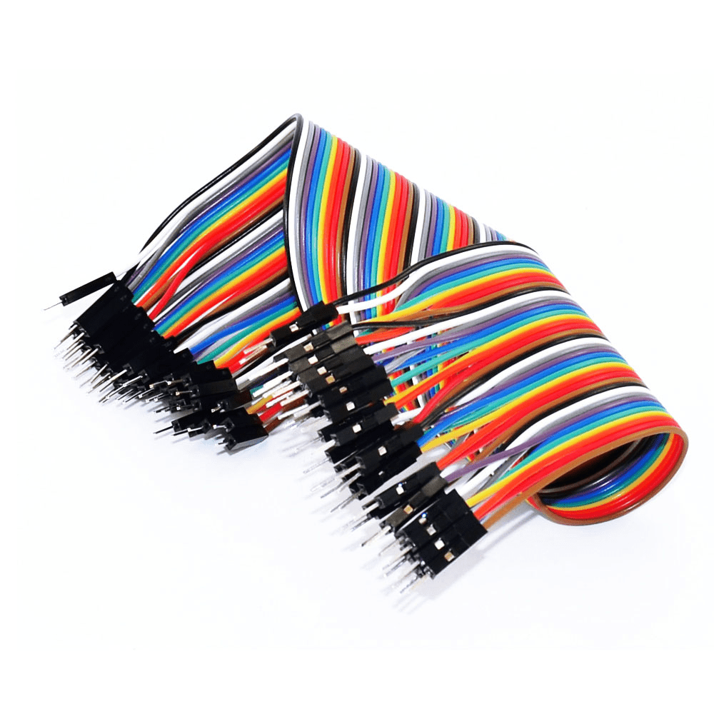 Male-to-Male Dupont Jumper Wire 40-Pin 40 cm | 400 mm Length 2.54mm Pitch Multi-Color Ribbon Cable for Breadboards, Arduino & Microcontrollers (Single Ribbon)