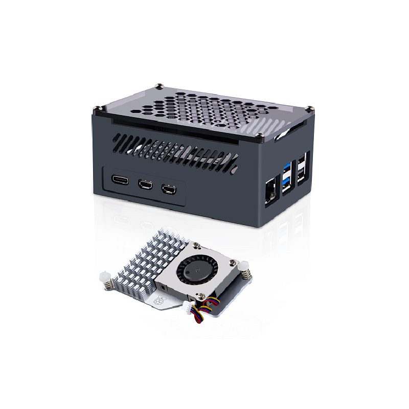 52Pi Aluminum Black Brick Enclosure with Cooling Fan and Heatsink for Raspberry Pi 5 - Image 2
