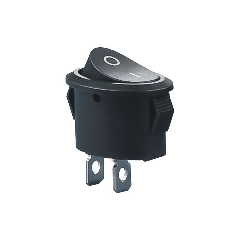 10A 250V AC Oval Rocker Switch | 2-Pin SPST | Black Actuator | Pack of 2