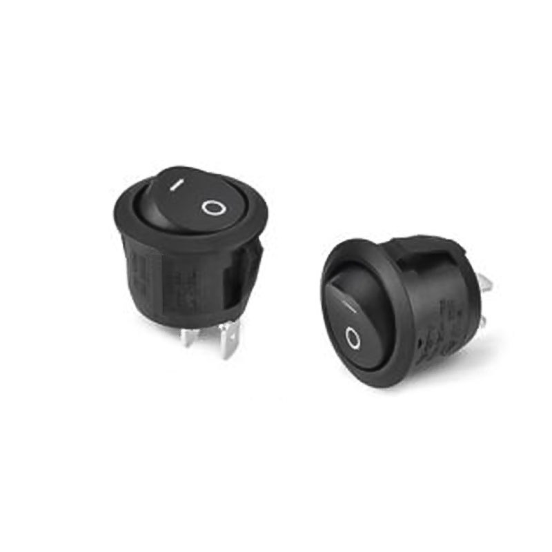 KCD1-108 SPST ON-OFF Rocker Switch | 3A 250V AC | 2 Pin | Round Panel Mount | Black