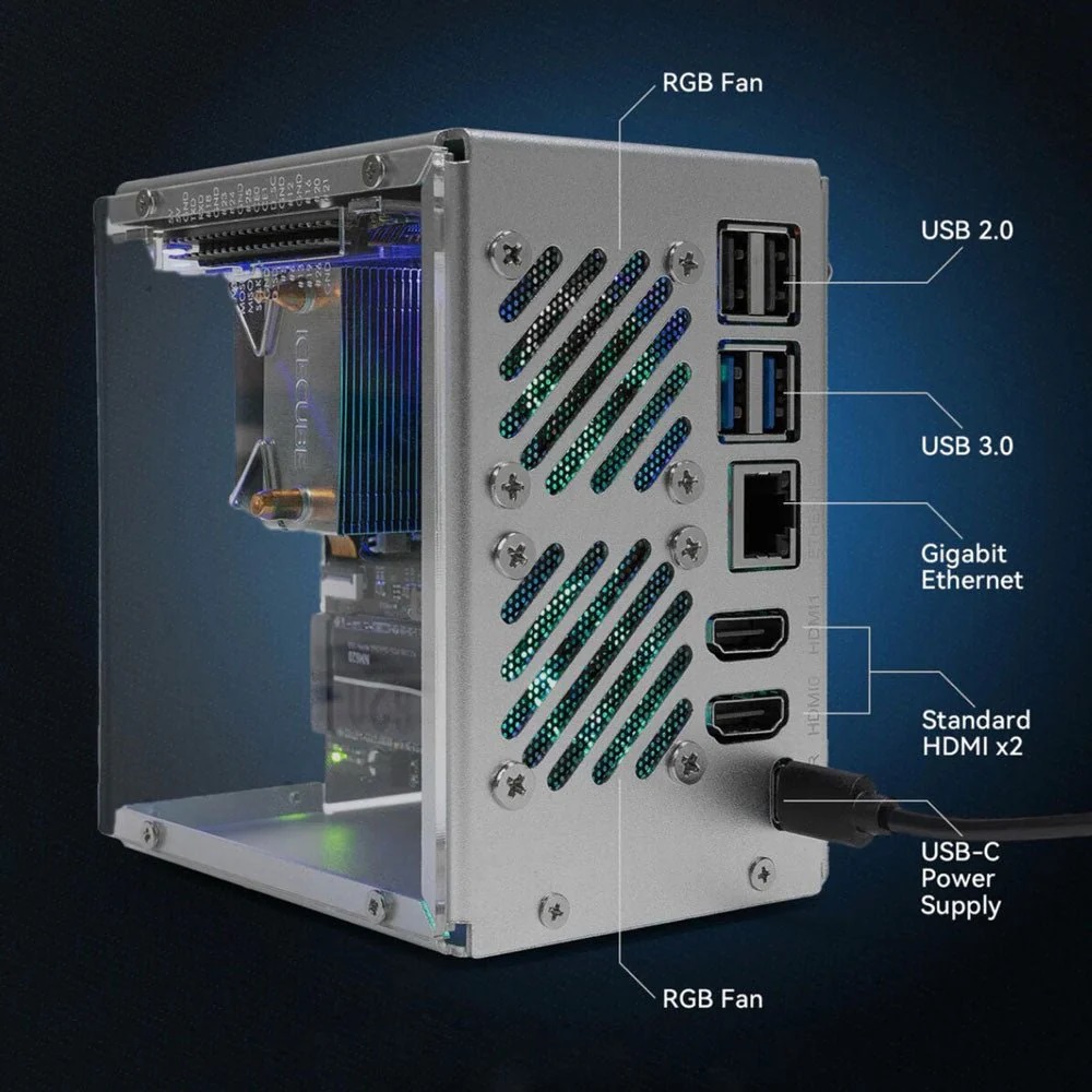 SunFounder Pironman 5 NVMe M.2 SSD PCIe Mini PC Case for Raspberry Pi 5 - Image 4
