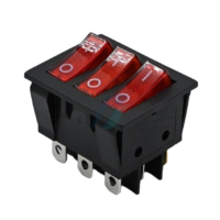 ROCKER SWITCH-KCD3-301-3N Three Pole Three Throw ON OFF Illuminated