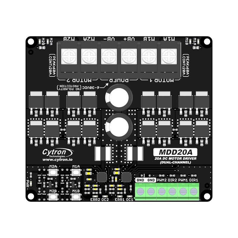 Cytron 20A Dual-Channel DC Motor Driver (MDD20A) | High-Power Motion Control