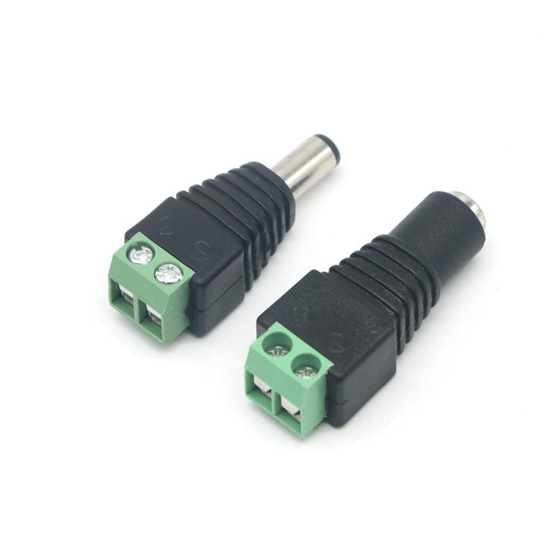 Male and Female 2.1 x 5.5mm DC Power Jack Adapter Connector Plug Set for CCTV Camera