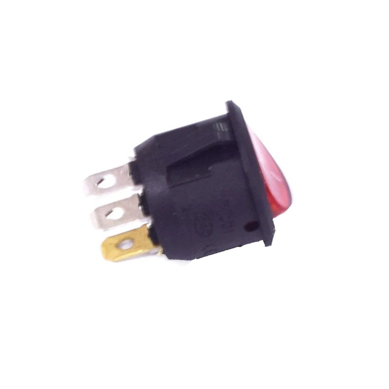 6A 250V AC Round Rocker Switch | 4-Pin DPST | Illuminated Red | Panel Mount - Image 3