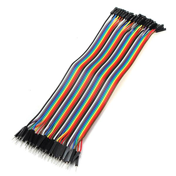 Male-to-Female Dupont Jumper Wire 40-Pin 40 cm | 400 mm Length 2.54mm Pitch Multi-Color Ribbon Cable for Breadboards, Arduino & Microcontrollers (Single Ribbon)