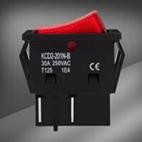 4 Pins 250V 12V UL Illuminated 30A Rocker Switch - RED