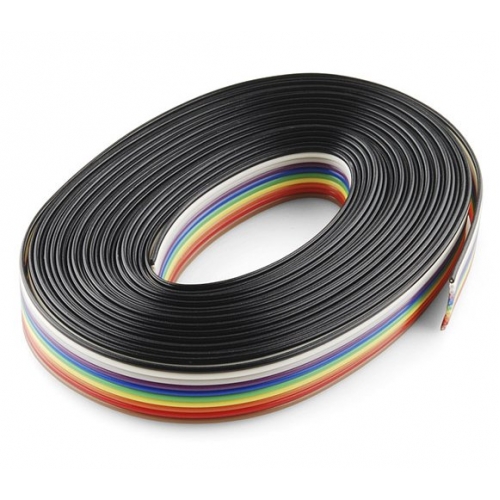 Multicolor Flat Ribbon Cable 10-Conductor | 1 Meter Length 10-Wire Standard 10-Color Sequence Stranded Wire for General Wiring, PCB Interconnections & Electronic Projects (Pack of 2 Spools)