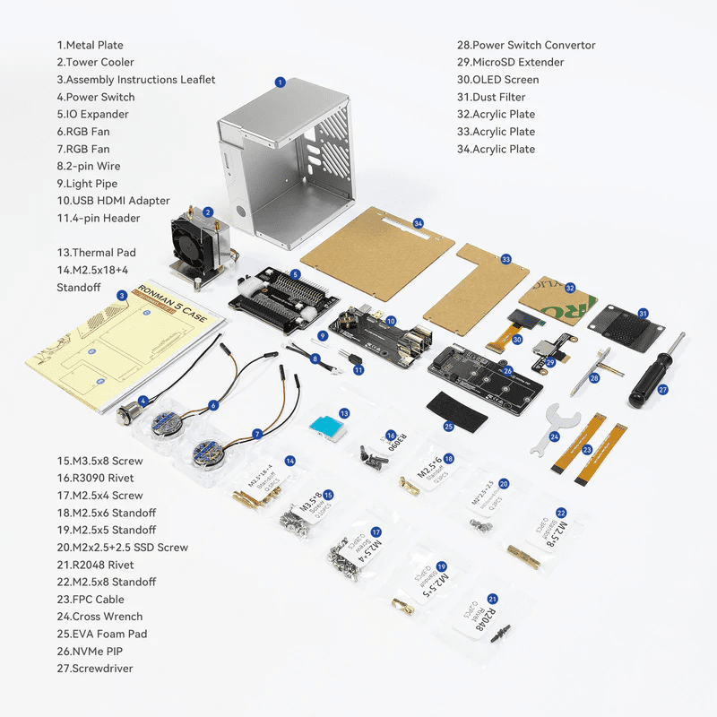SunFounder Pironman 5 NVMe M.2 SSD PCIe Mini PC Case for Raspberry Pi 5 - Image 5
