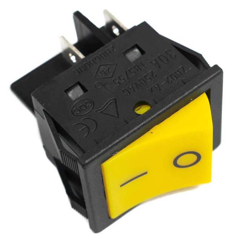 4 Pins 250V 12V UL Illuminated 30A Rocker Switch - Yellow - Image 3