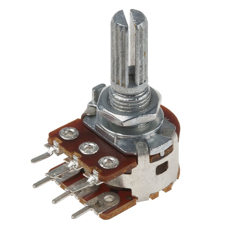 5kΩ Dual Gang Rotary Carbon Potentiometer 0.4W 6-Pin 15mm Shaft