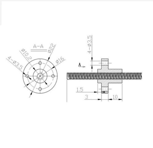 CNC Lead Screw Copper Nut | 10mm Diameter | Brass Linear Motion Component - Image 2