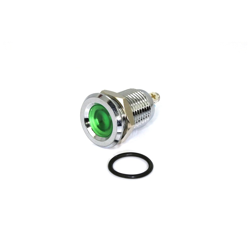12MM Green LED Metal Signal Indicator | 220V AC Stainless Steel Pilot Lamp (IP65)