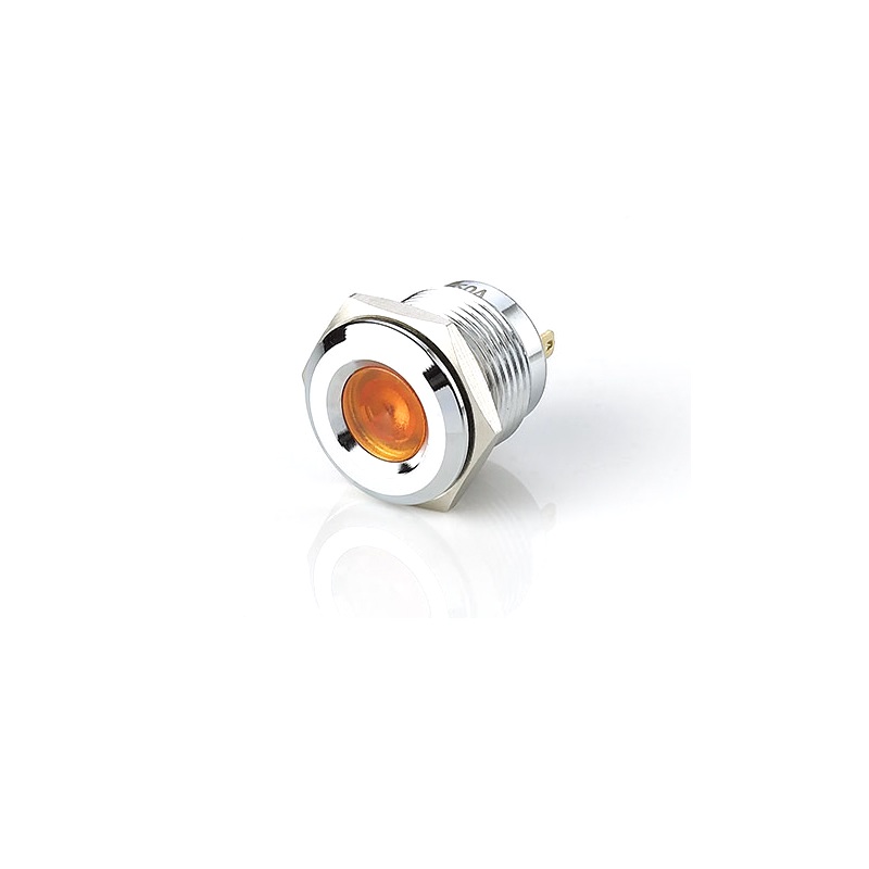 16MM Yellow LED Metal Signal Indicator | 220V Stainless Steel Pilot Lamp (IP65)
