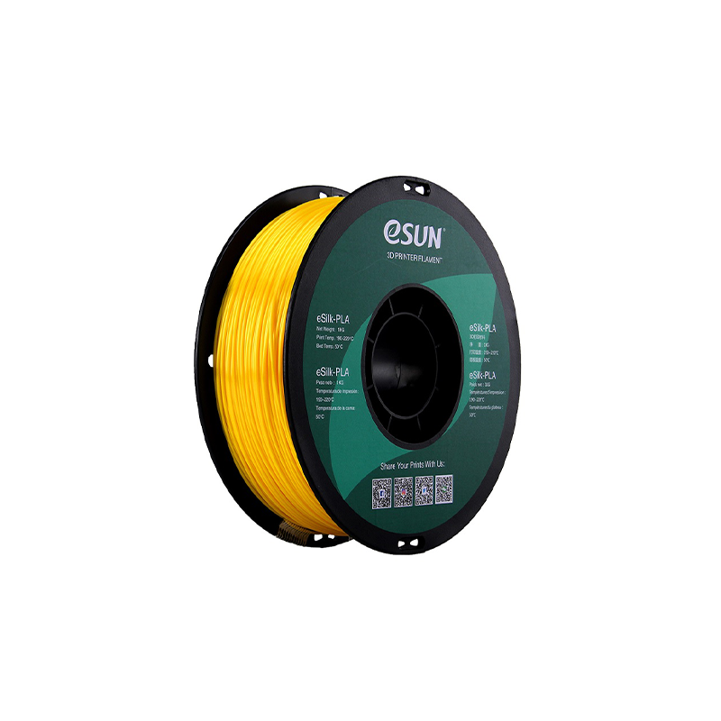 eSUN eSilk-PLA 1.75mm 3D Printer Filament - 1kg - Vibrant Yellow | High-Gloss Silk Aesthetic