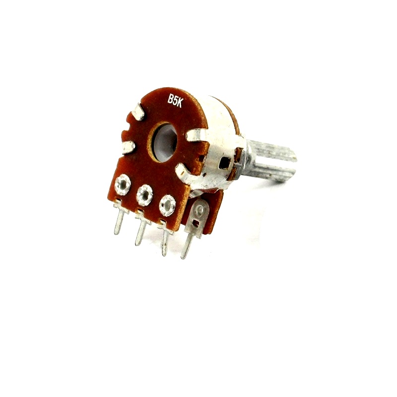 5kΩ Dual Gang Rotary Carbon Potentiometer 0.4W 6-Pin 15mm Shaft - Image 2