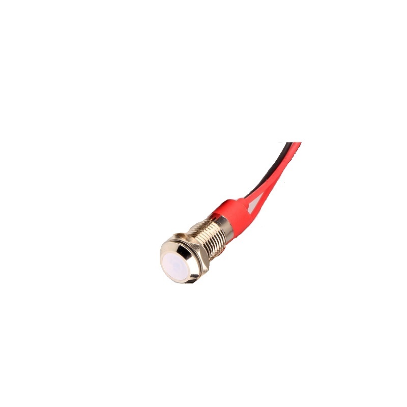 6MM White LED Metal Signal Indicator | 10V-24V Stainless Steel Pilot Lamp (IP65)