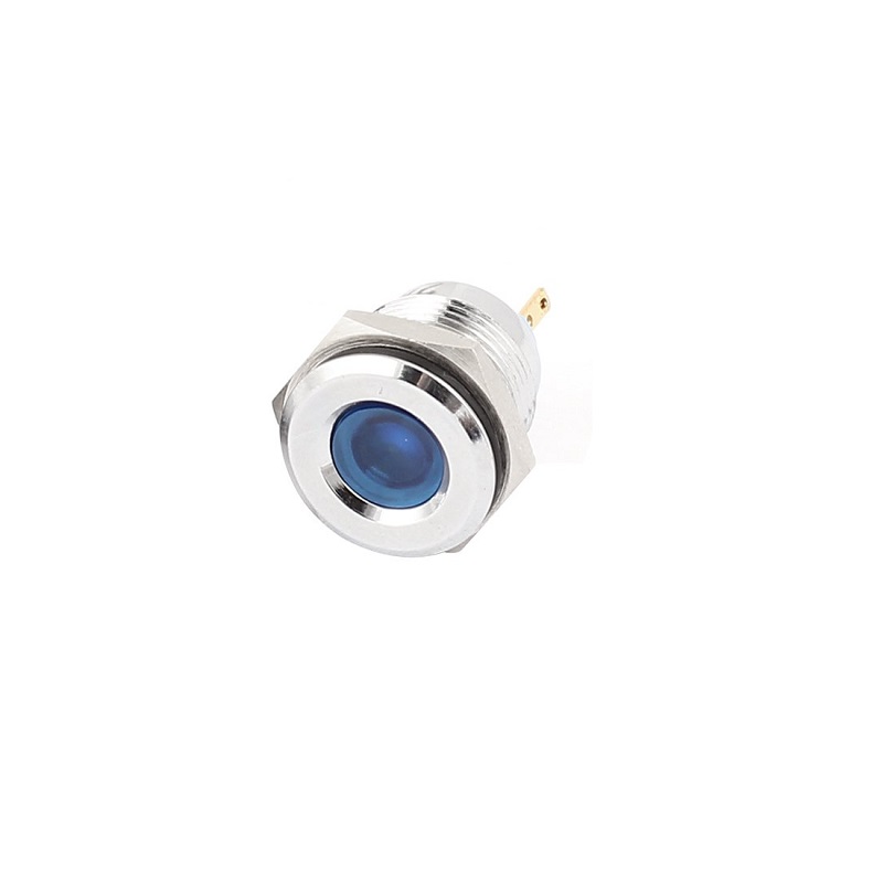 16MM Blue LED Metal Signal Indicator | 10V-24V Stainless Steel Pilot Lamp (IP65)