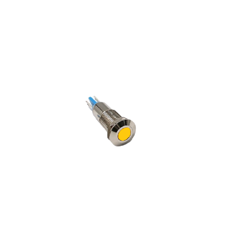 8MM Yellow LED Metal Signal Indicator | 220V Stainless Steel Pilot Lamp (IP65)