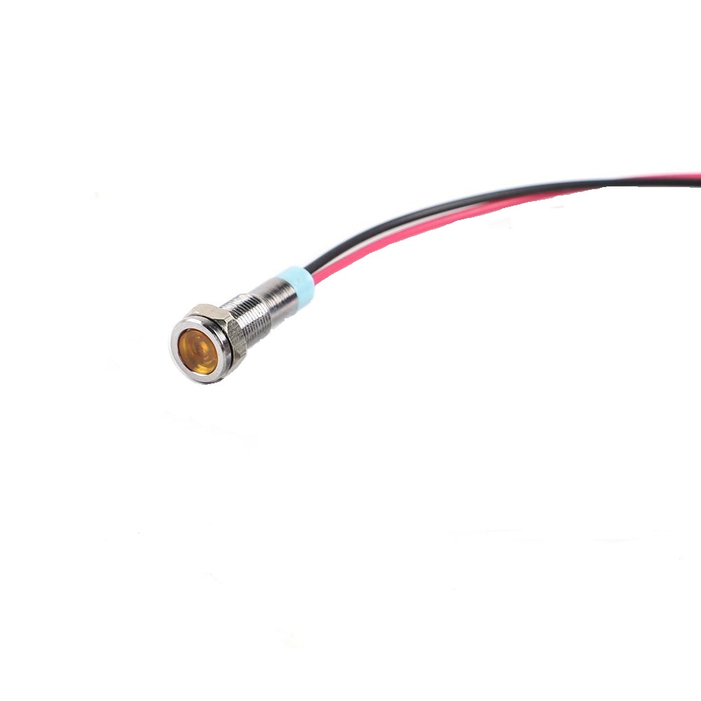 8MM Yellow LED Metal Signal Indicator | 3V-9V Stainless Steel Pilot Lamp (IP65)