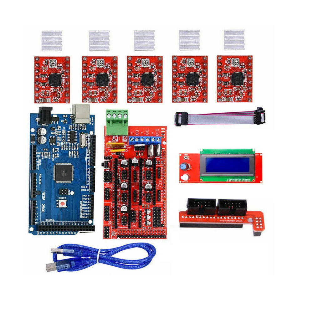 RAMPS 1.4 3D Printer Electronics Kit | Mega 2560 & A4988 Drivers | Graphic LCD Smart Display & End-stop Bundle