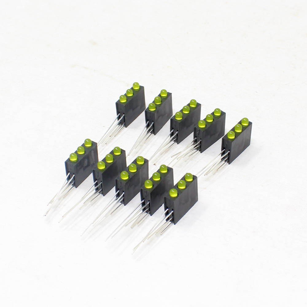 Yellow 3mm Three Hole LED Holder (Pack of 10) for PCB Panel Mount | 20mA 2V LED Mounting Clip - Image 2