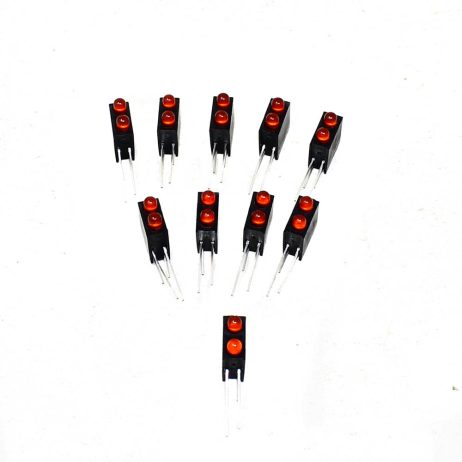 3MM Double Hole Lamp Holder with (Red + Red) Color Light (Pack of 10) - Image 2