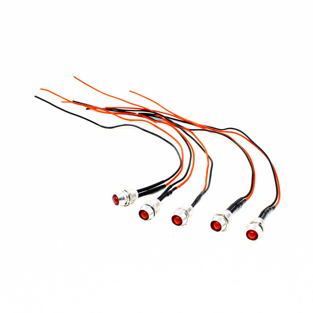 5MM Red LED Metal Signal Indicator | 12V-18V LED Pilot Lamp (Pack of 5)