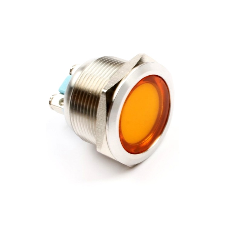 22mm Yellow LED Metal Indicator Light 3-9V | IP65 Waterproof Panel Mount Signal Indicator