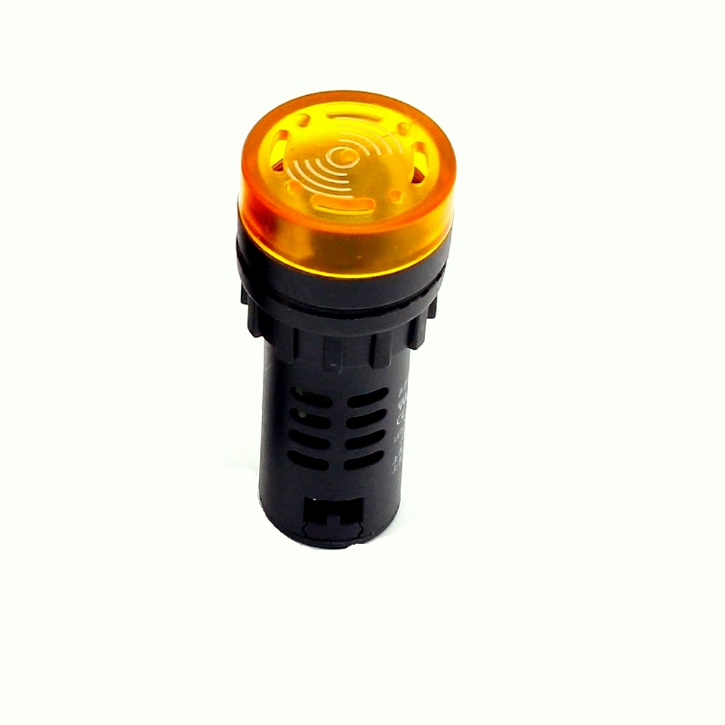 AD16-22SM 22MM LED Signal Indicator with Integrated Buzzer | 24V AC/DC Yellow Pilot Lamp - Image 2