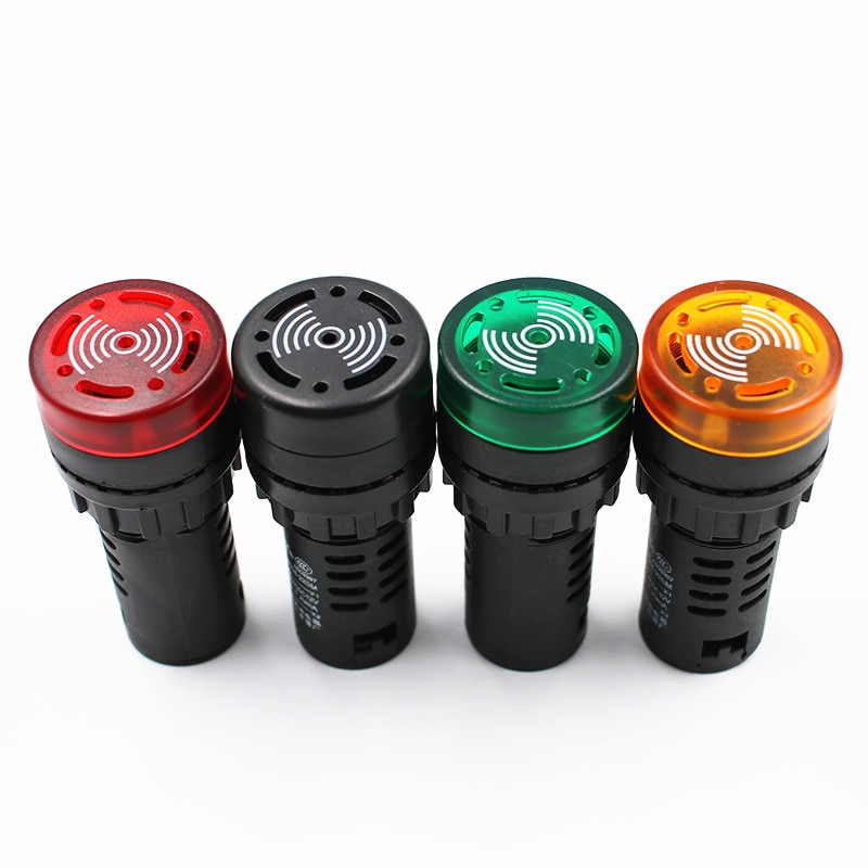 AD16-22SM 22MM LED Signal Indicator with Integrated Buzzer | 24V AC/DC Yellow Pilot Lamp - Image 3
